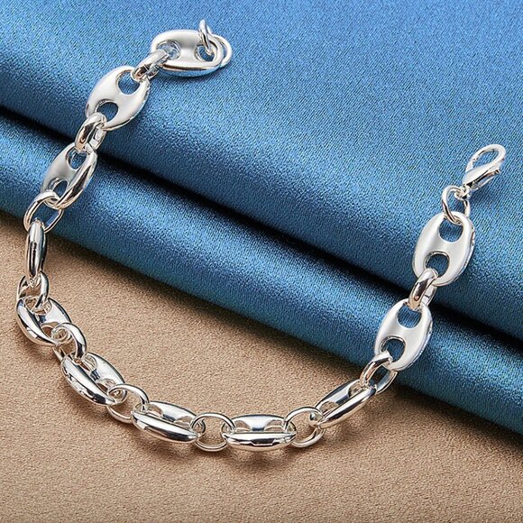 Awesome 7.75 Inch Long Anchor Style Bracelet 8mm Wide - Picture 2 of 5